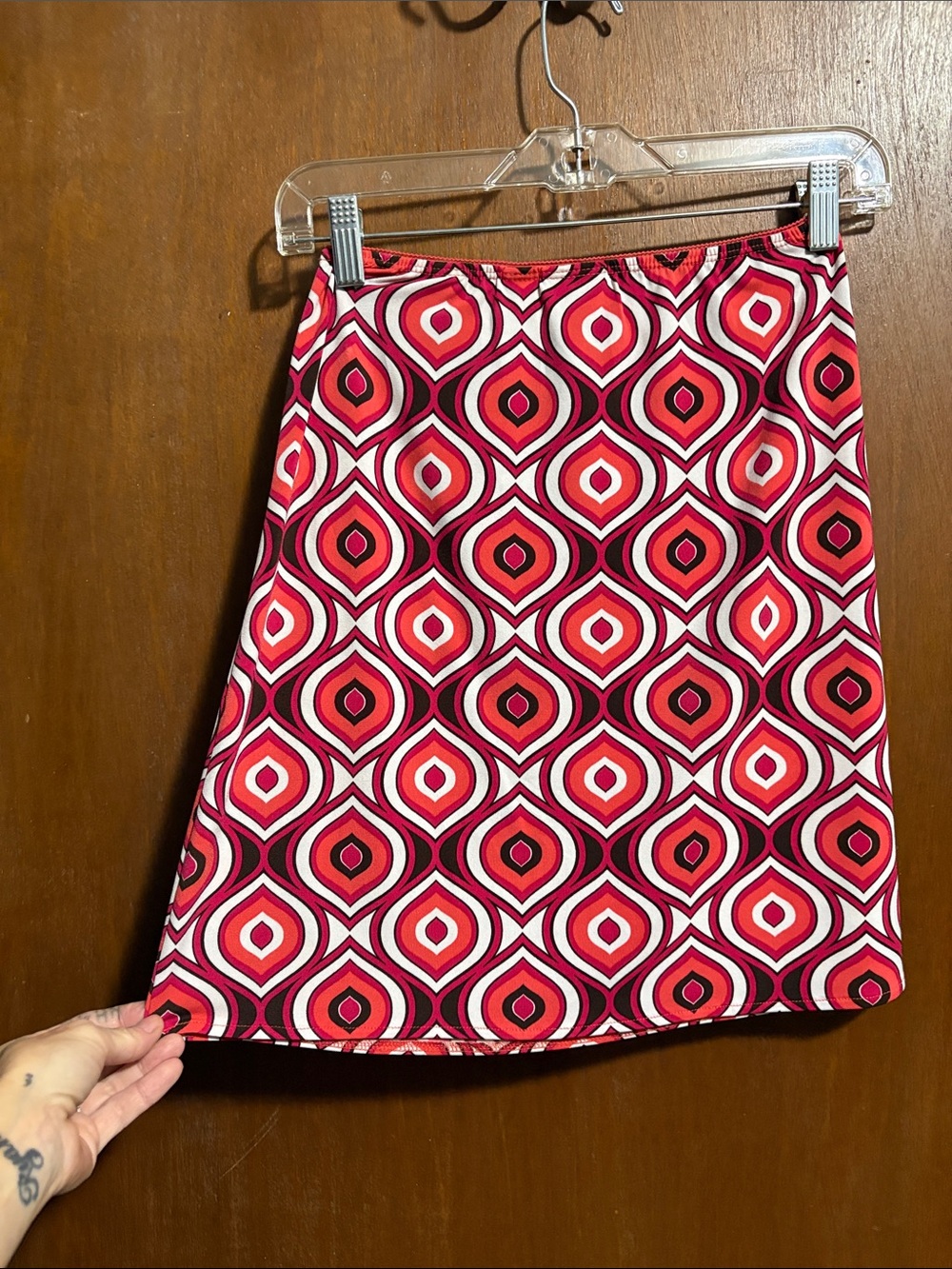Cato Red Pink Geometric Midi Skirt - Picture 3 of 3